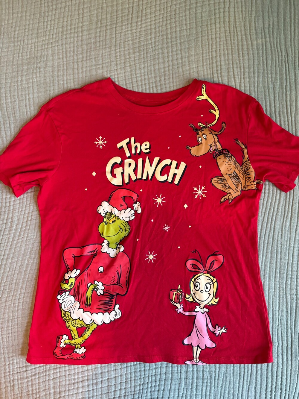 The Grinch Large Red Cotton Polyester T-Shirt Dr. Seuss Graphic